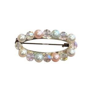 Vintage Iridescent Bubble And Bead Lucite Brooch Pin